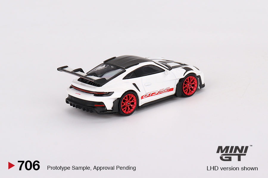 [MINI GT] Porsche 911 (992) GT3 RS Weissach Package White With Pyro Red (RHD)