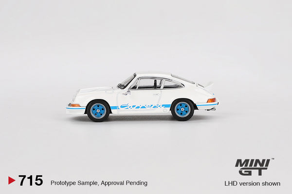 Mini GT Porsche 911 Carrera RS 2.7 Grand Prix White with Blue Livery