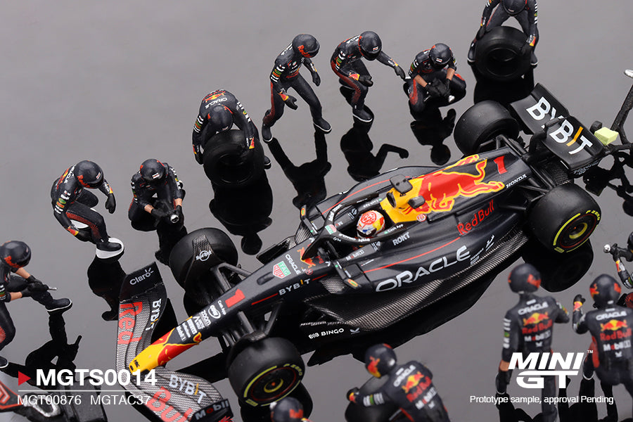 [MINI GT] Oracle Red Bull Racing RB19 #1 Max Verstappen 2023 F1 2023 Japanese Grand Prix Pit Crew Set Limited Edition 5000 Sets