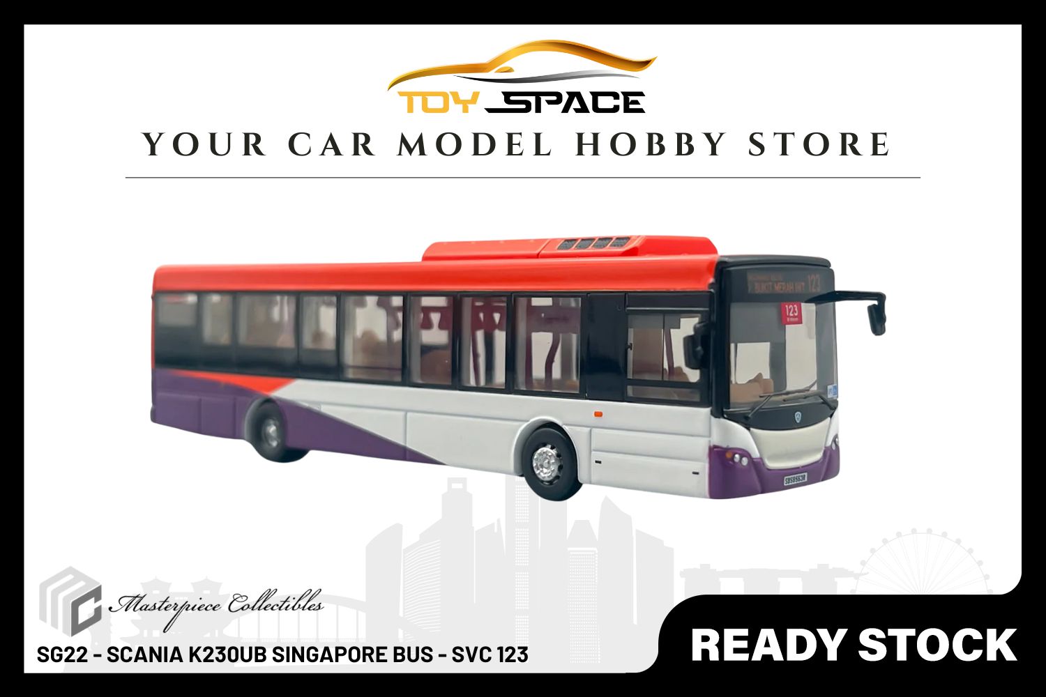 [MASTERPIECE] SG22 Diecast- SCANIA K230UB Singapore Bus (Svc 123)