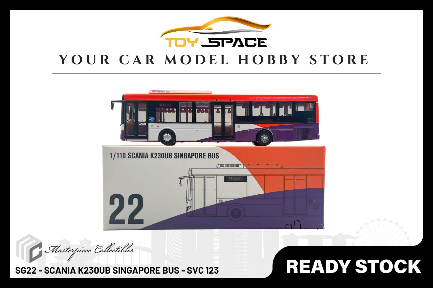 [MASTERPIECE] SG22 Diecast- SCANIA K230UB Singapore Bus (Svc 123)