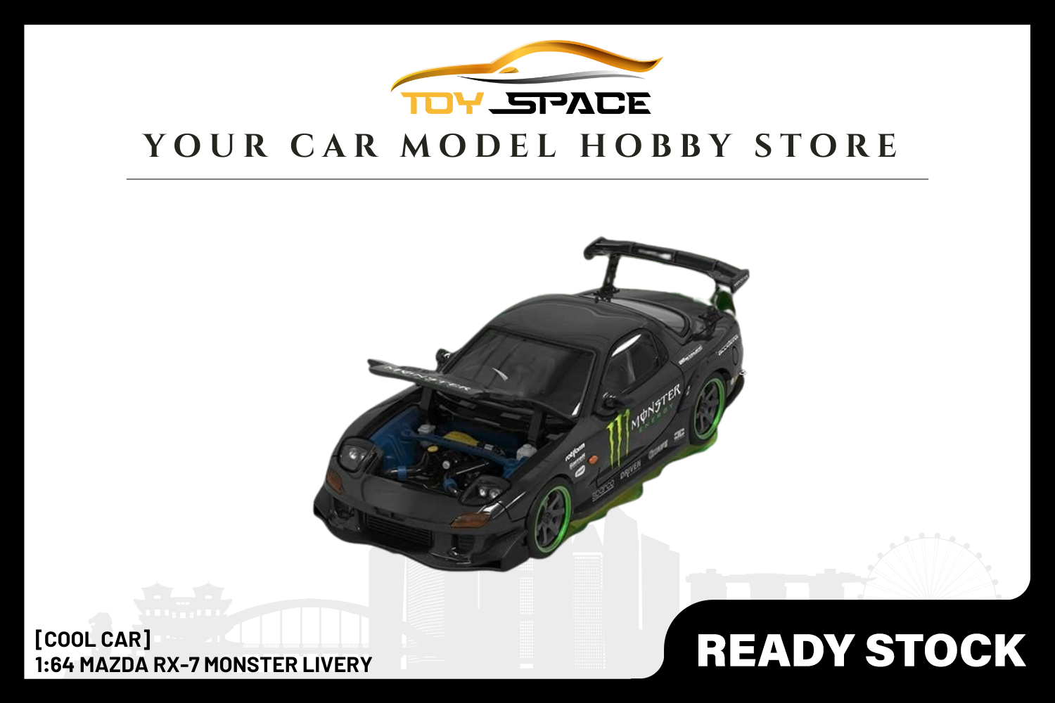 [COOL CAR] 1:64 Mazda RX-7 Monster Livery - Toy Space Diecast Online Store Singapore