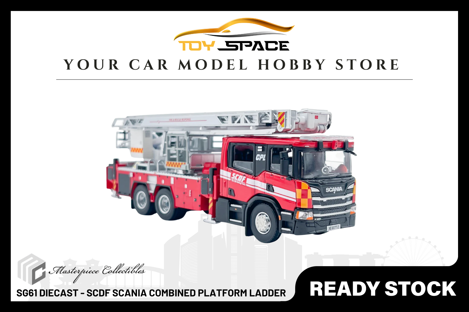 [MASTERPIECE] SG61 Diecast - SCDF Scania Combined Platform Ladder