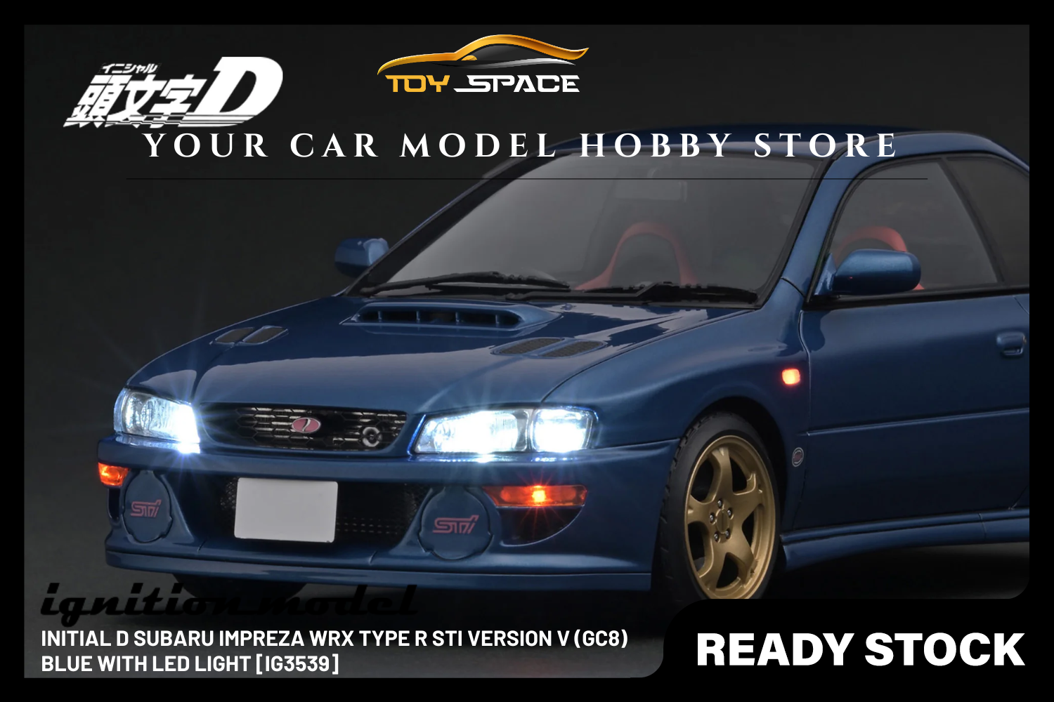 [IGNITION MODEL] 1:18 INITIAL D Subaru Impreza WRX Type R Sti Version V (GC8) Blue With LED light [IG3539]