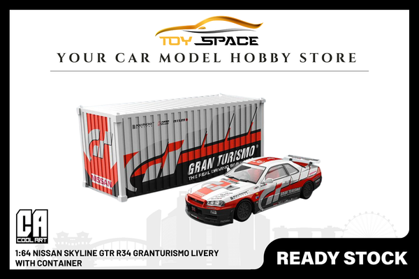[COOL ART] 1:64 Nissan Skyline GTR R34 Granturismo Livery With Container - Toy Space Diecast Online Store Singapore