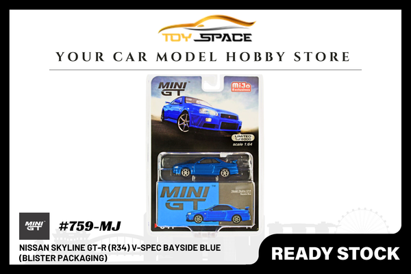 [MINI GT] Nissan Skyline GT-R (R34) V-Spec Bayside Blue (BLISTER PACKAGING)