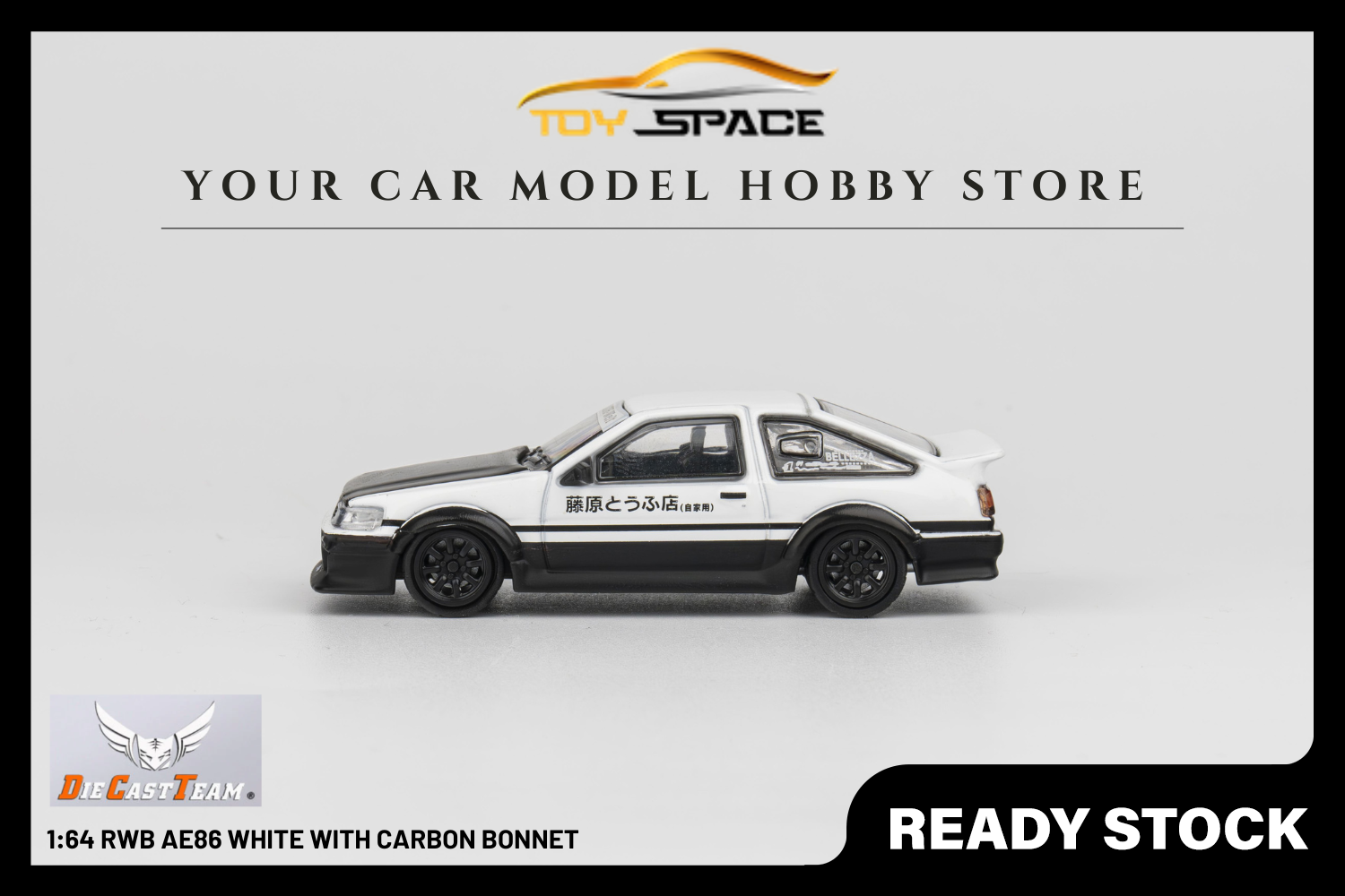 [DCT] 1:64 RWB AE86 White With Carbon Bonnet