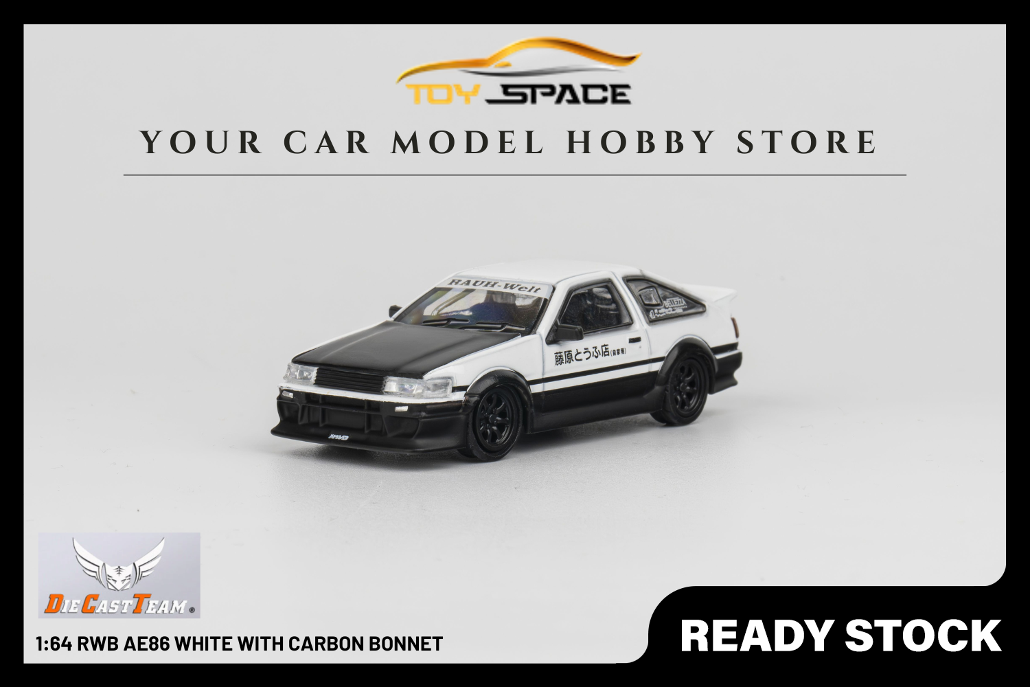 [DCT] 1:64 RWB AE86 White With Carbon Bonnet