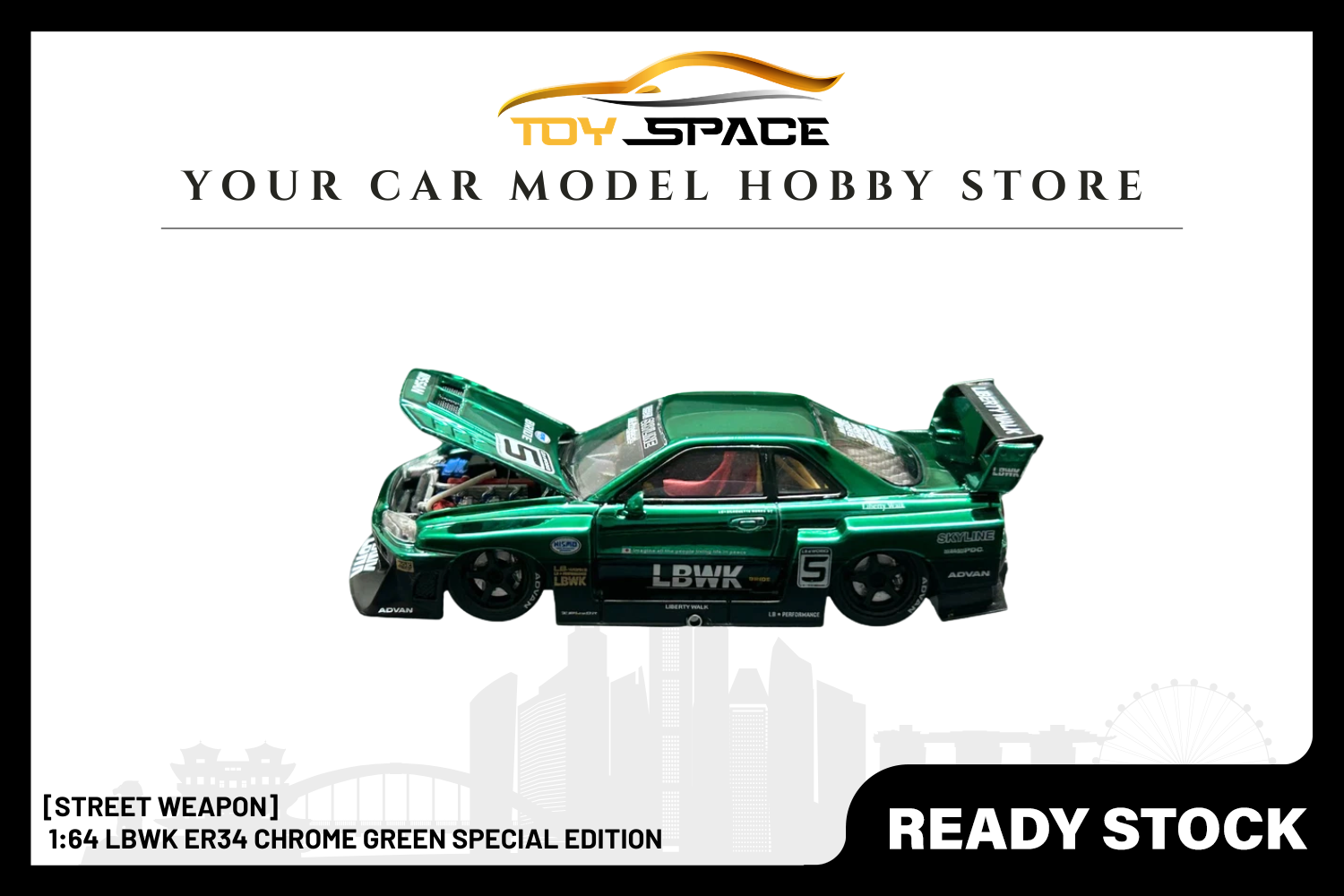 [STREET WEAPON] 1:64 LBWK ER34 Chrome Green Special Edition