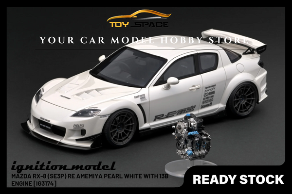 [IGNITION MODEL] 1:18 Mazda RX-8 (SE3P) RE Amemiya Pearl White With 13B Engine [IG3174]