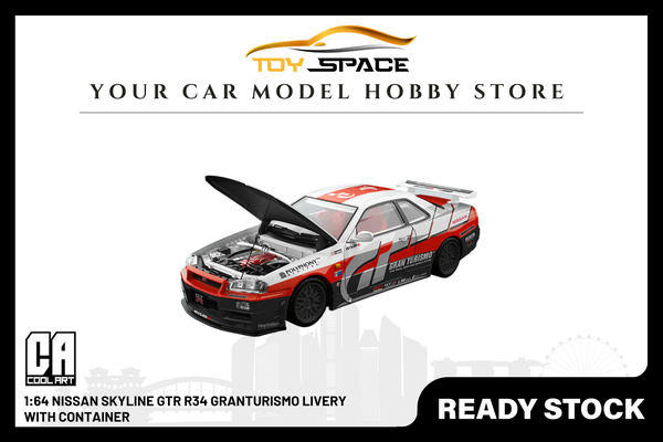 [COOL ART] 1:64 Nissan Skyline GTR R34 Granturismo Livery With Container - Toy Space Diecast Online Store Singapore