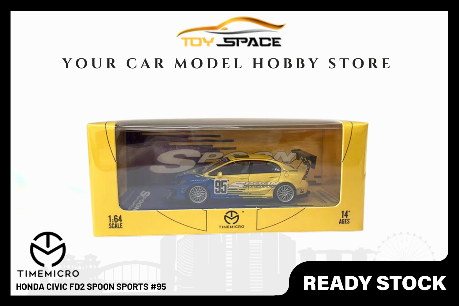 [TIME MICRO] 1:64 Honda Civic FD2 Spoon Sports #95