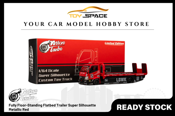 [MICRO TURBO] 1:64 Fully Floor-Standing Flatbed Trailer Super Silhouette Metallic Red