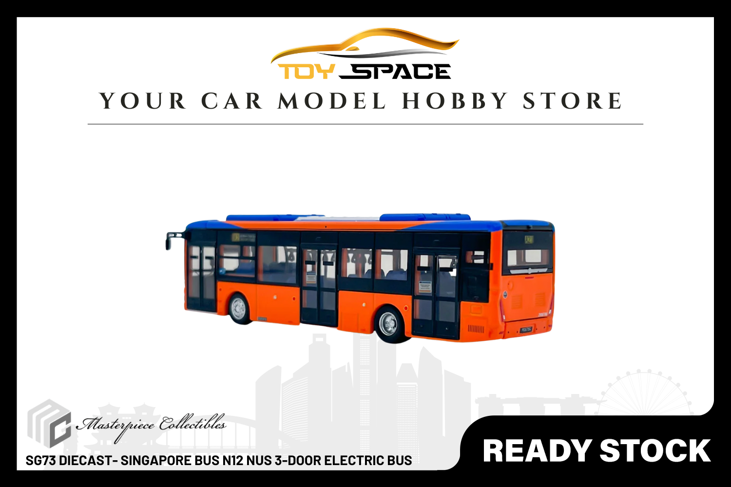 [MASTERPIECE] SG73 Diecast- Singapore Bus N12 NUS 3-Door Electric Bus