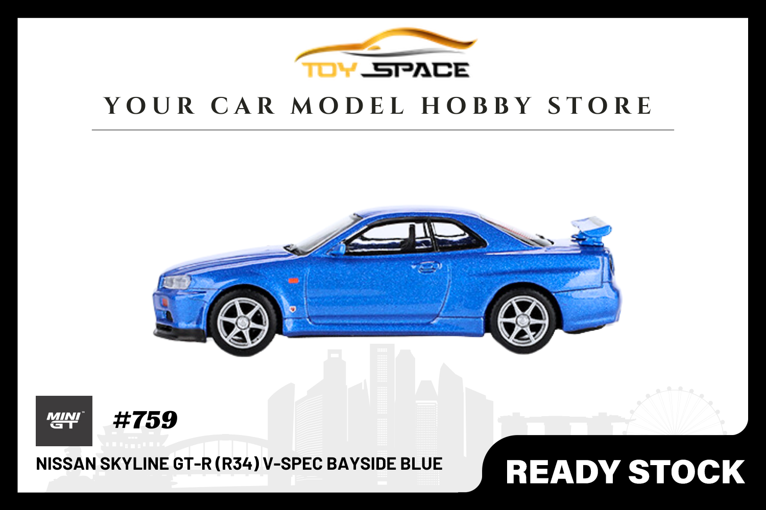 [MINI GT] Nissan Skyline GT-R (R34) V-Spec Bayside Blue