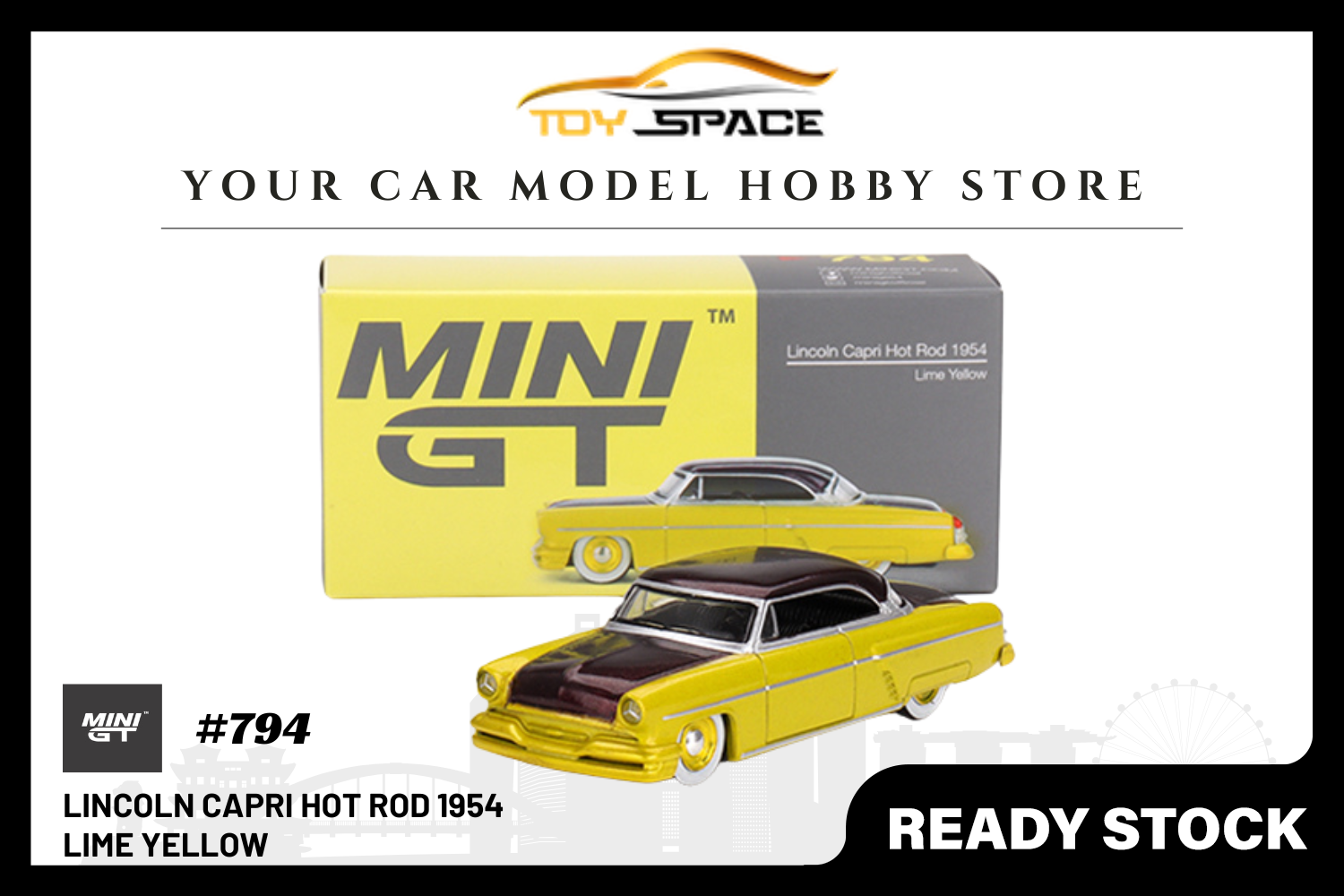 [MINI GT] Lincoln Capri Hot Rod 1954 Lime Yellow