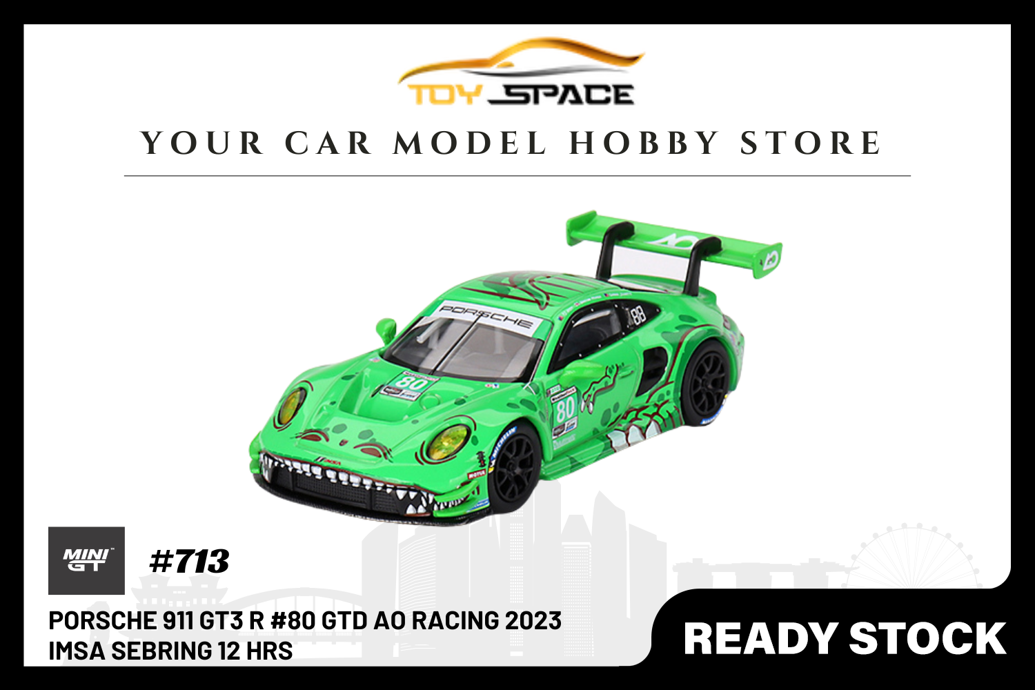 [MINI GT] Porsche 911 GT3 R #80 GTD AO Racing 2023 IMSA Sebring 12 Hrs (LHD)