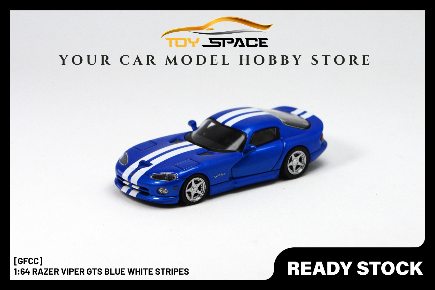 [GFCC] 1:64 Razer Viper GTS Blue White Stripes - Toy Space Diecast Online Store Singapore
