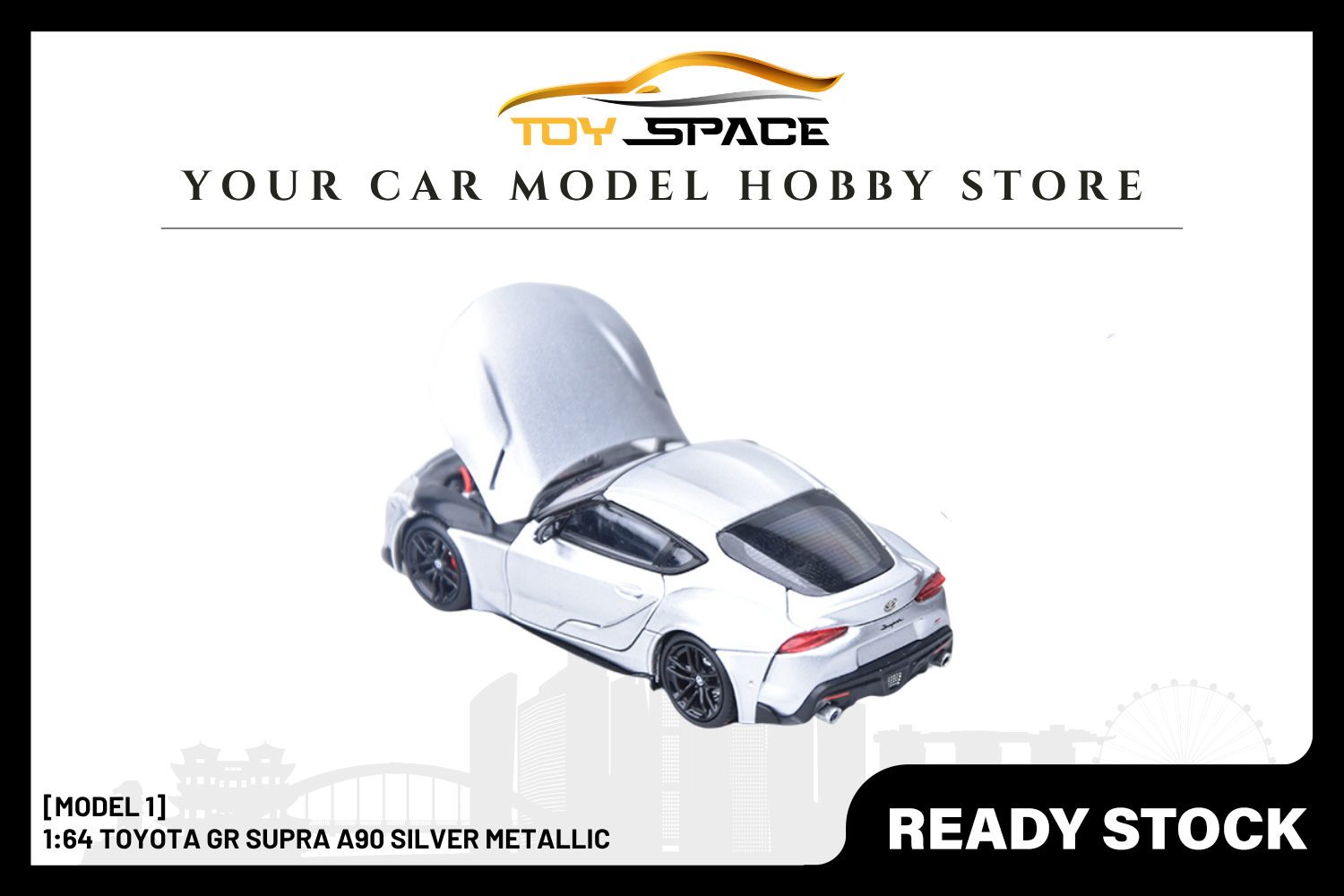 [MODEL 1] 1:64 Toyota GR Supra A90 Silver Metallic - Toy Space Diecast Online Store Singapore