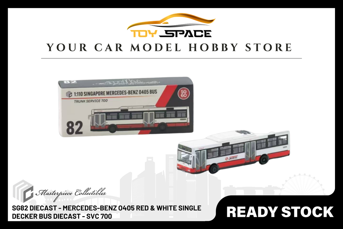 [MASTERPIECE] SG82 Diecast - Mercedes-Benz O405 Red & White Single Decker Bus Diecast (SVC 700) - Toy Space Diecast Online Store Singapore