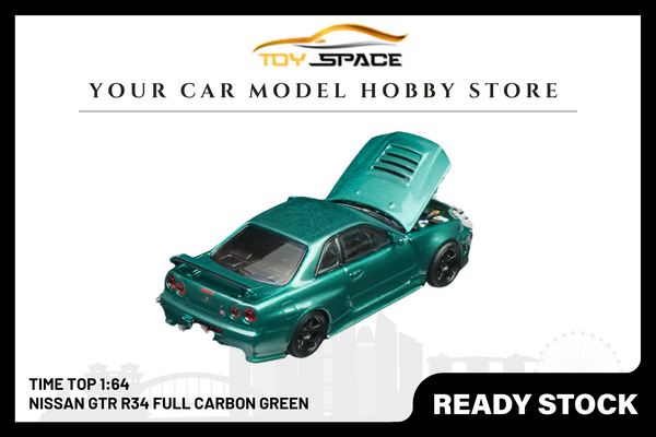 [TIME TOP] 1/64 Nissan GTR R34 Full Carbon Green