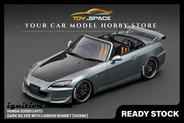 [IGNITION MODEL] 1/18 Honda S2000 (AP2) Dark Silver With Carbon Bonnet [IG2590]