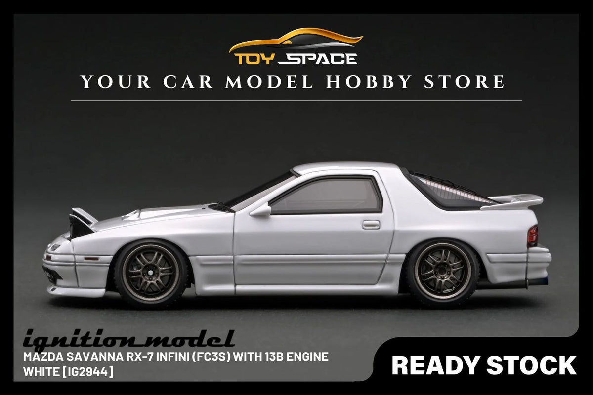 [IGNITION MODEL] 1/43 Mazda Savanna RX-7 Infini (FC3S) White With 13B Engine [IG2944] - Toy Space Diecast Online Store Singapore