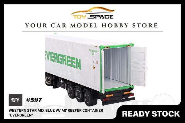 [MINI GT] Western Star 49X Blue w/ 40' Reefer Container "EVERGREEN" (LHD)