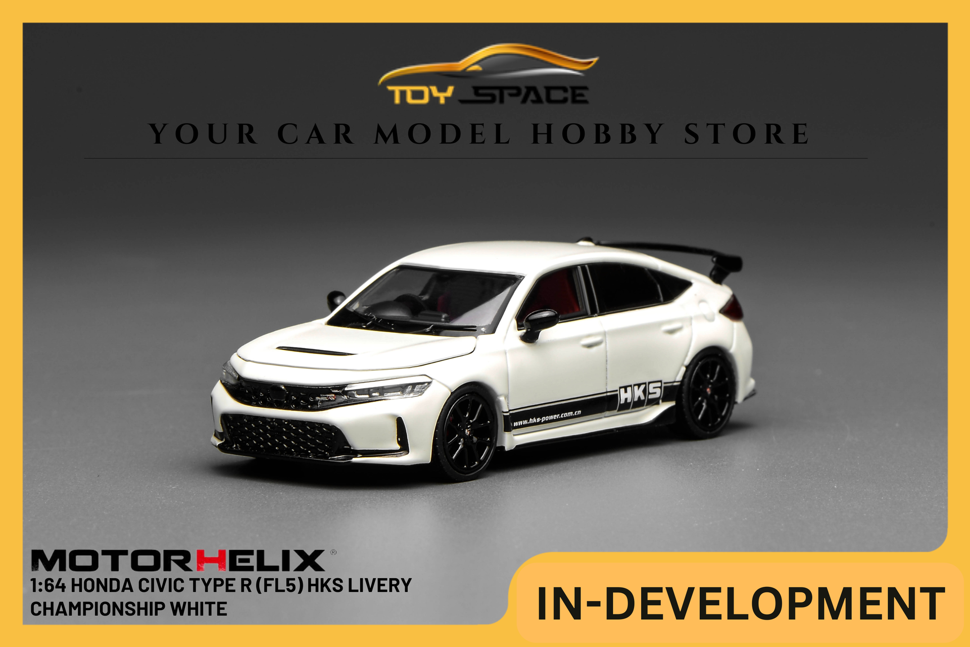 MOTORHELIX] 1:64 Honda Civic Type R (FL5) HKS Livery Championship Whi