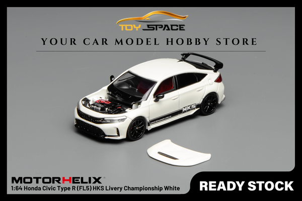[MOTORHELIX] 1:64 Honda Civic Type R (FL5) HKS Livery Championship White - Toy Space Diecast Online Store Singapore