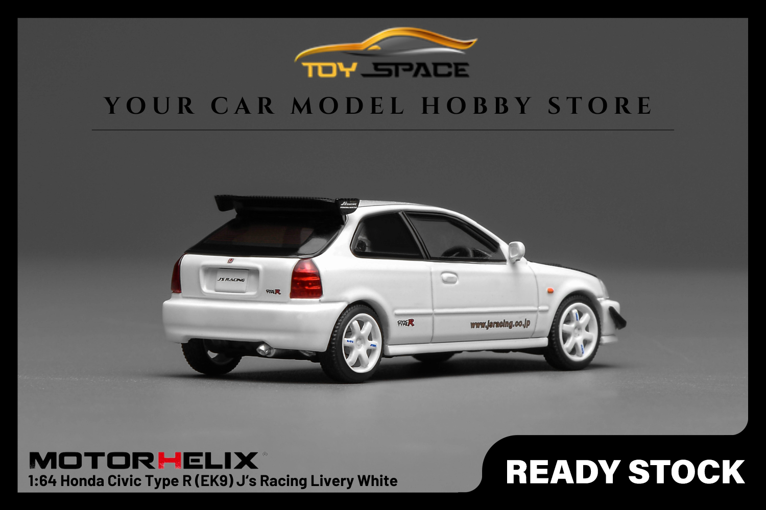 [MOTORHELIX] 1:64 Honda Civic Type R (EK9) J‘s Racing Livery White