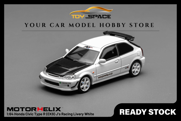 [MOTORHELIX] 1:64 Honda Civic Type R (EK9) J‘s Racing Livery White