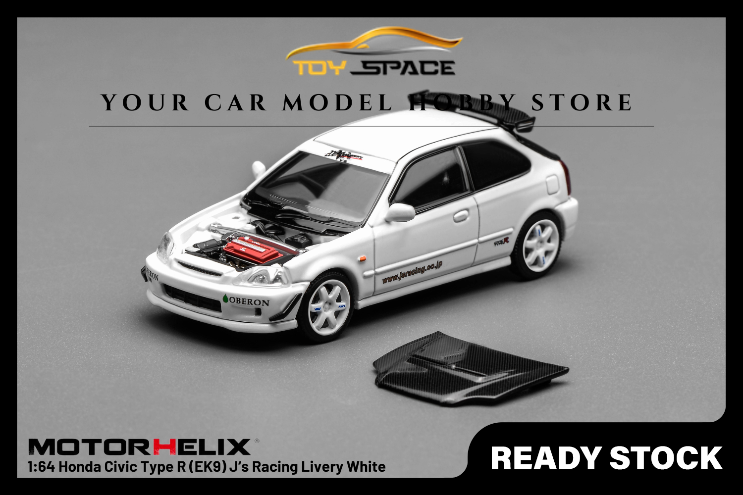 [MOTORHELIX] 1:64 Honda Civic Type R (EK9) J‘s Racing Livery White