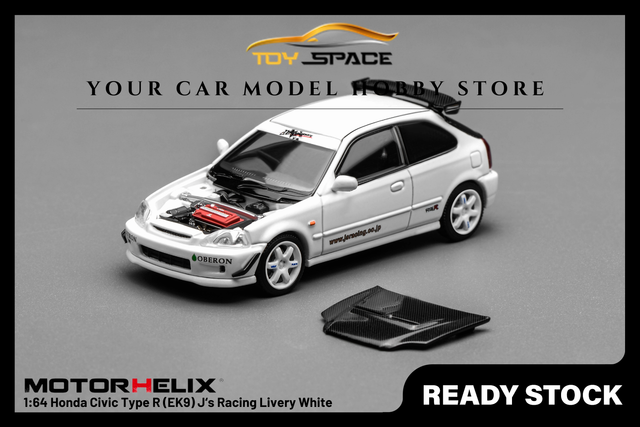 [MOTORHELIX] 1:64 Honda Civic Type R (EK9) J‘s Racing Livery White - Toy Space Diecast Online Store Singapore