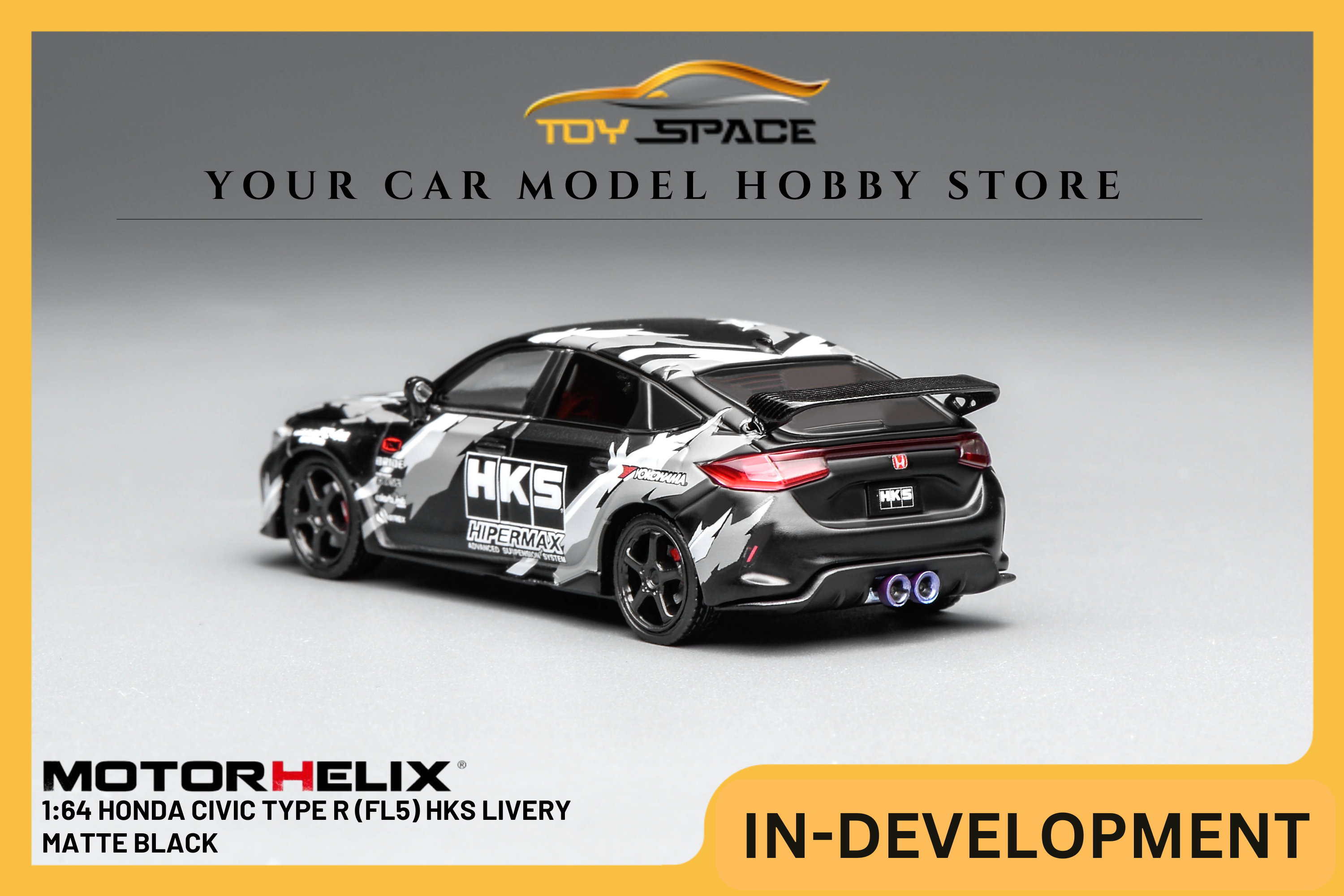 [MOTORHELIX] 1:64 Honda Civic Type R (FL5) HKS Livery Matte Black