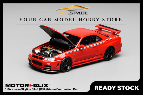 [MOTORHELIX] 1:64 Nissan Skyline GT-R (R34) Nismo Customized Red - Toy Space Diecast Online Store Singapore