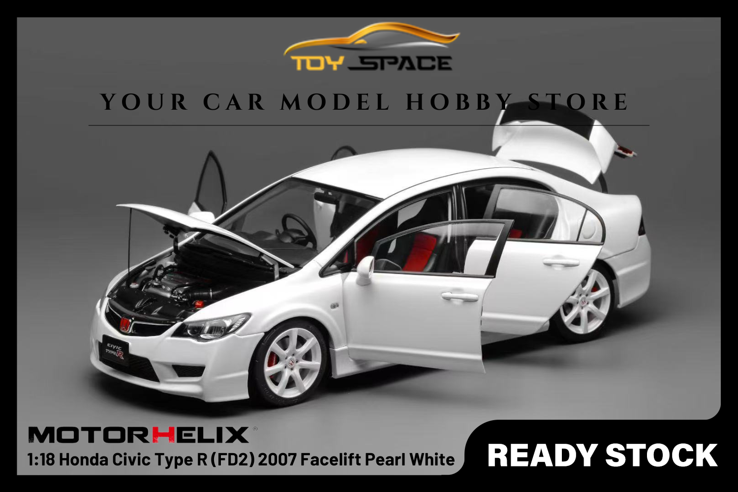 [MOTORHELIX] 1:18 Honda Civic Type R (FD2) 2007 Facelift Pearl White