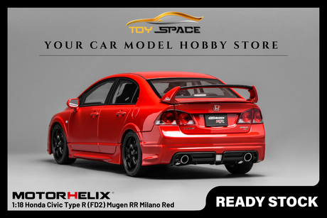 [MOTORHELIX] 1:18 Honda Civic Type R (FD2) Mugen RR Milano Red - Toy Space Diecast Online Store Singapore