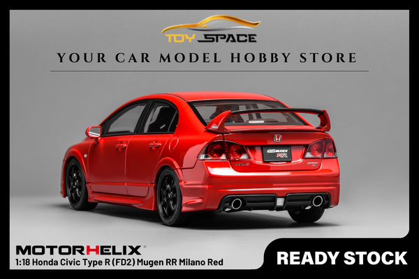 [MOTORHELIX] 1:18 Honda Civic Type R (FD2) Mugen RR Milano Red - Toy Space Diecast Online Store Singapore