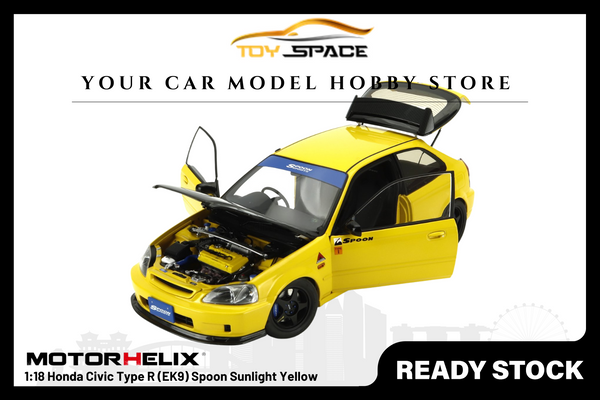 [MOTORHELIX] 1:18 Honda Civic Type R (EK9) Spoon Sunlight Yellow