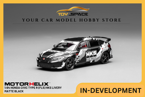 [MOTORHELIX] 1:64 Honda Civic Type R (FL5) HKS Livery Matte Black