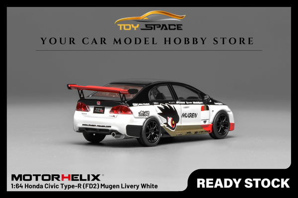 [MOTORHELIX] 1:64 Honda Civic Type-R (FD2) Mugen Livery White - Toy Space Diecast Online Store Singapore