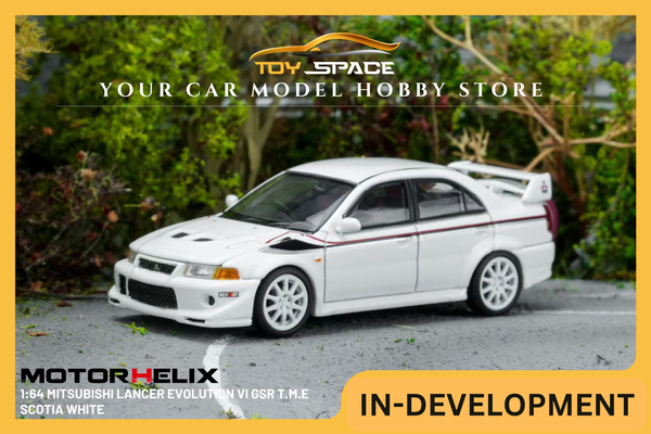 [MOTORHELIX] 1:64 Mitsubishi Lancer Evolution VI GSR T.M.E Scotia White - Toy Space Diecast Online Store Singapore
