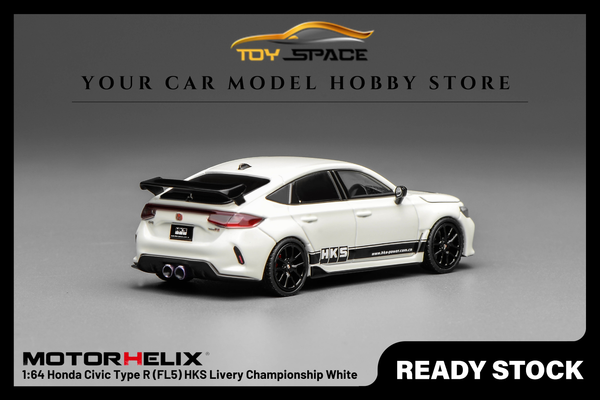 [MOTORHELIX] 1:64 Honda Civic Type R (FL5) HKS Livery Championship White - Toy Space Diecast Online Store Singapore