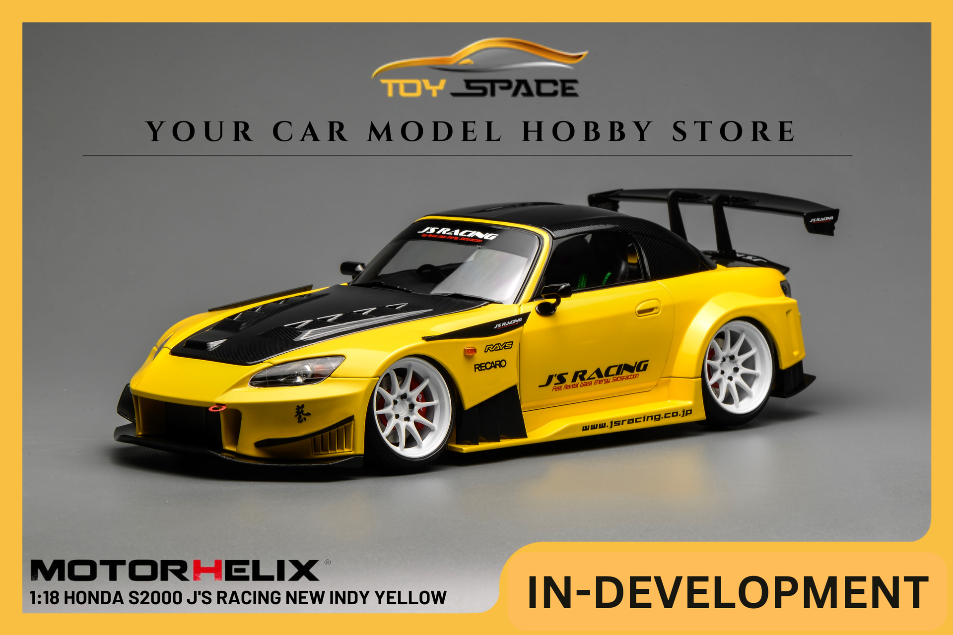 MOTORHELIX] 1:18 Honda S2000 J'S Racing New Indy Yellow