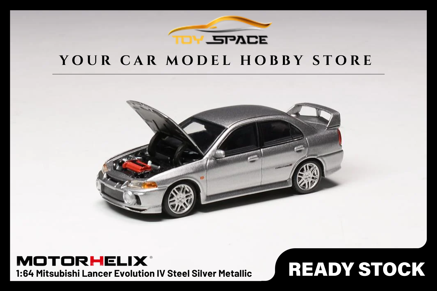 [MOTORHELIX] 1:64 Mitsubishi Lancer Evolution IV Steel Silver Metallic
