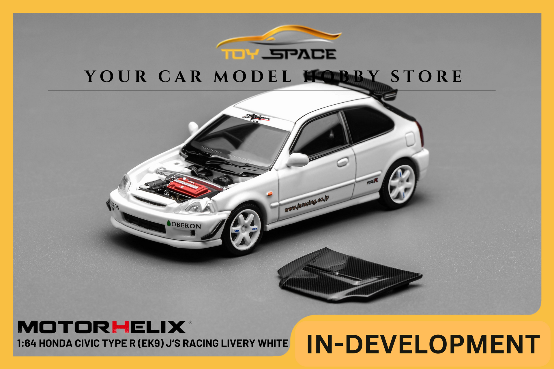 MOTORHELIX] 1:64 Honda Civic Type R (EK9) J's Racing Livery White