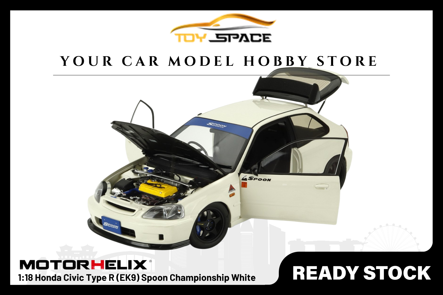 [MOTORHELIX] 1:18 Honda Civic Type R (EK9) Spoon Championship White