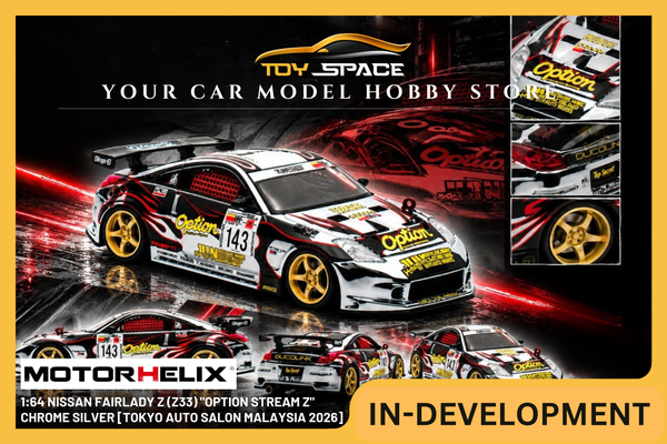 [MOTORHELIX] 1:64 Nissan Fairlady Z (Z33) "Option Stream Z" Chrome Silver [Tokyo Auto Salon Malaysia 2026]