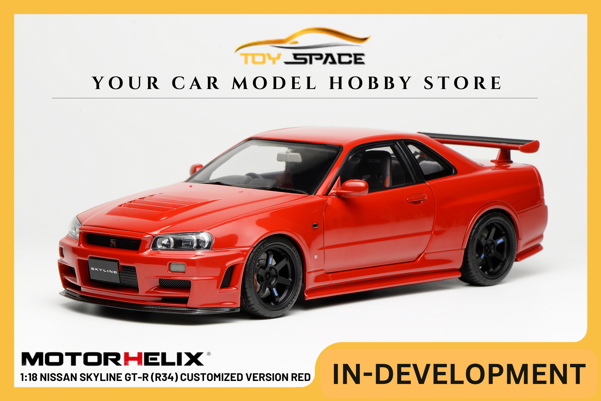 MOTORHELIX] 1:18 Nissan Skyline GT-R (R34) Customized Version Red
